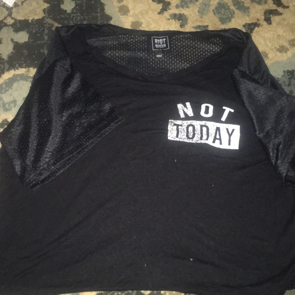 Black mesh crop top